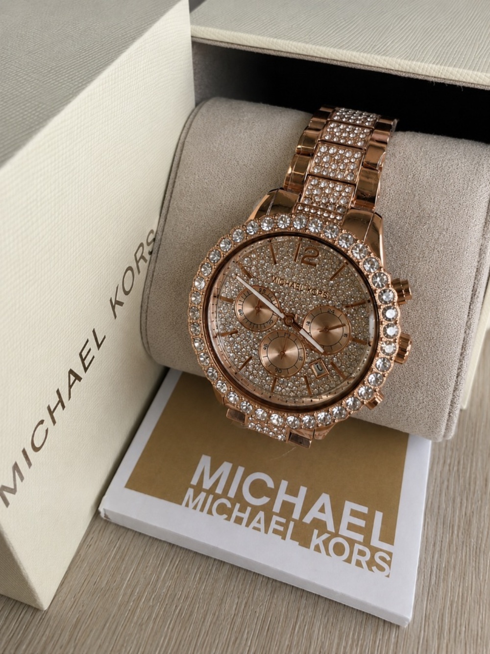Brand New Michael Kors  Layton Pavé Rose Gold-Tone  Women’s Watch MK7285